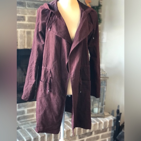 Beceel Size Medium Women's Wine Lightweight Jacket Pockets Utility - Picture 8 of 8